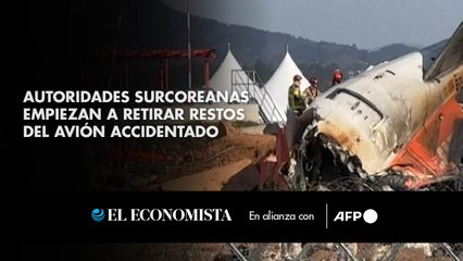 Autoridades surcoreanas empiezan a retirar restos del avión accidentado