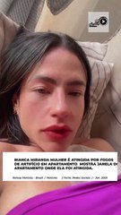 BIANCA MIRANDA MULHER É ATINGIDA POR FOGOS DE ARTIFÍCIO MOSTRA JANELA DO APARTAMENTO ONDE ELA FOI ATINGIDA