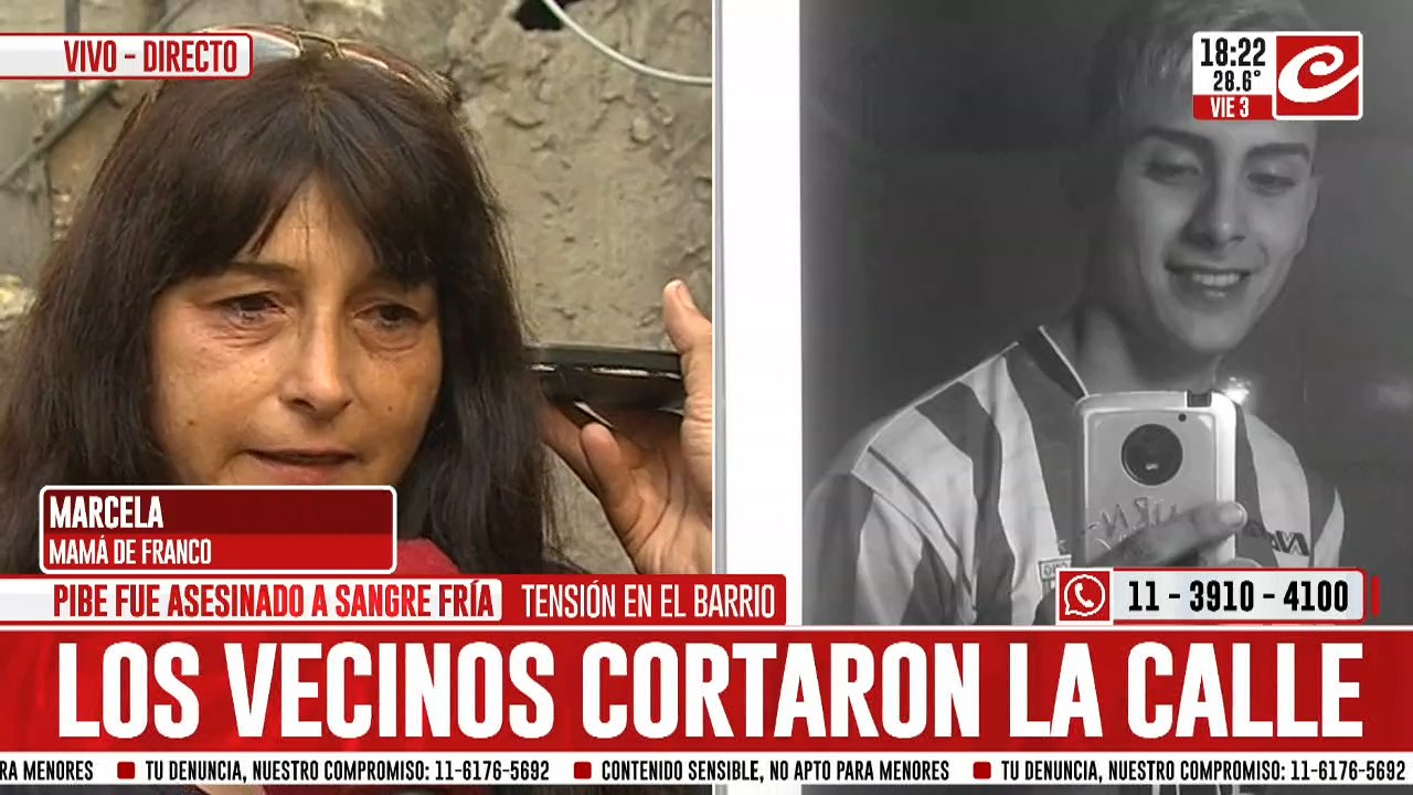 Mamá de Franco, el chico asesinado en Morón: "Mi hijo era muy querido"