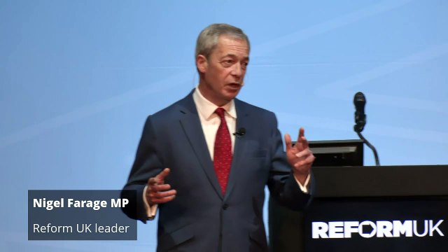 Nigel Farage speaks at Reform UK conference