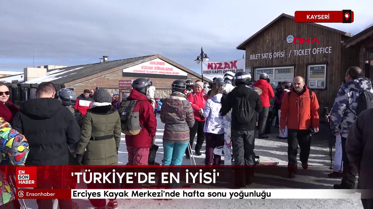 Erciyes Kayak Merkezi'nde hafta sonu yoğunluğu