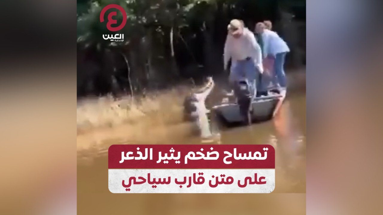 تمساح ضخم يثير الذعر على متن قارب سياحي