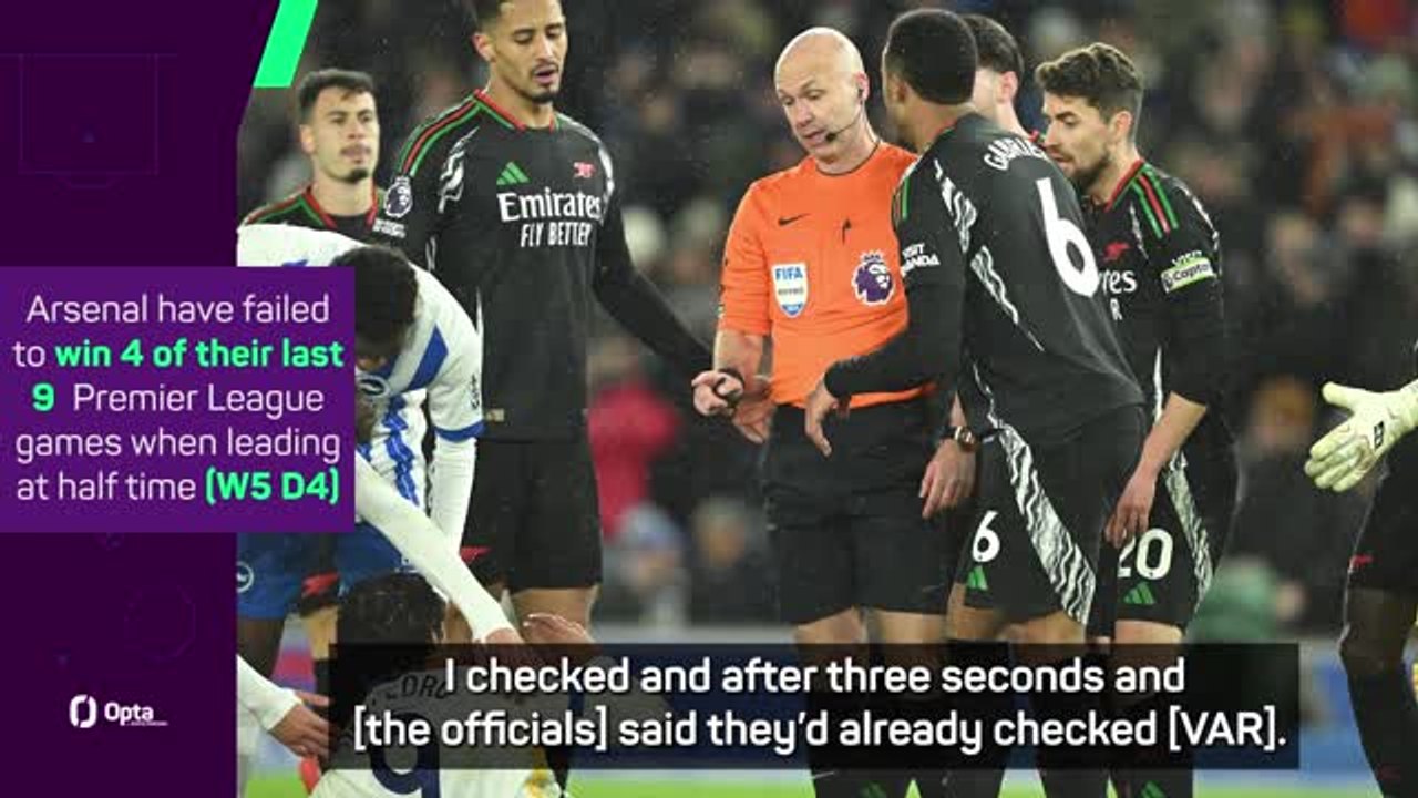 Arteta mystified by Brighton penalty decision in Arsenal draw