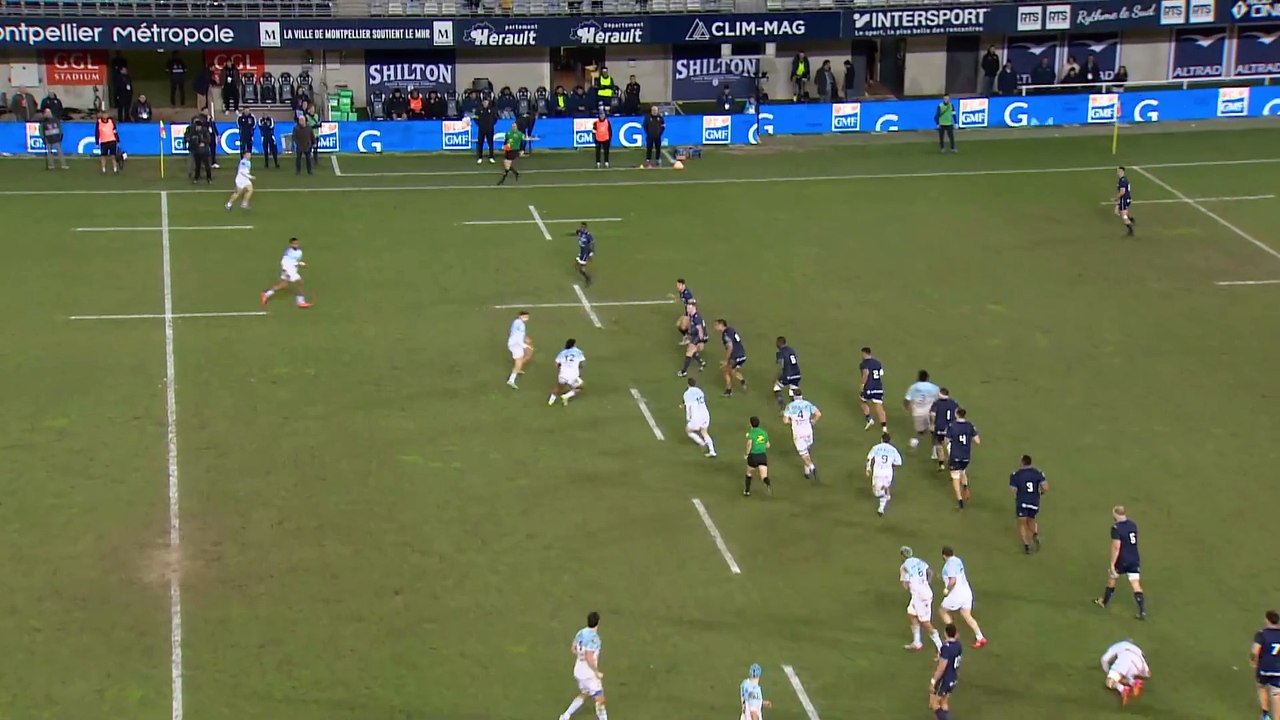 TOP 14 - Essai de Esteban CAPILLA (AB) - Montpellier Hérault Rugby - Aviron Bayonnais