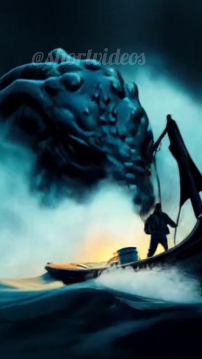 Giant Kraken Attacking a Boat in a Storm