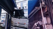 Kamyonet markete çarptı, 'kayıt alıp bana geçmiş olsun' dedi