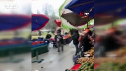 Eskişehir'de fırtına: Tezgahlar devrildi, pazarcı esnafı zor anlar yaşadı