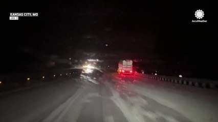 Multiple vehicles slide off Kansas City highway during winter storm