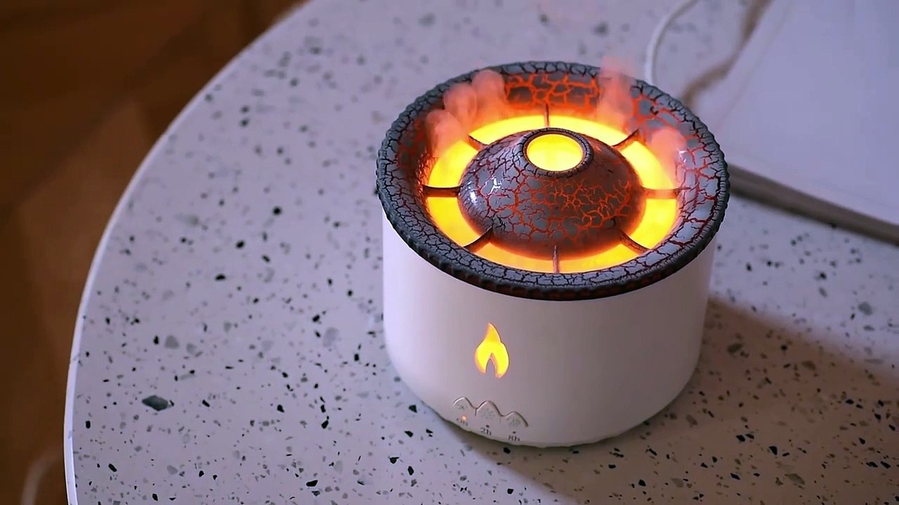 Ultrasonic 3D Flame Air Humidifier Essential Oil Diffuser LED Light Home Aroma Diffuser