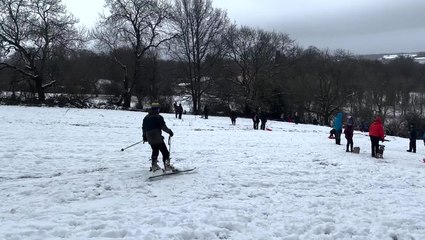 Watch: Skier takes to Northampton hill as snow hits parts of the UK