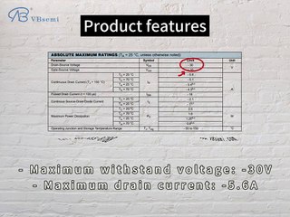 WTC2305-VB is a SOT23 package P-Channel field effect MOS tube