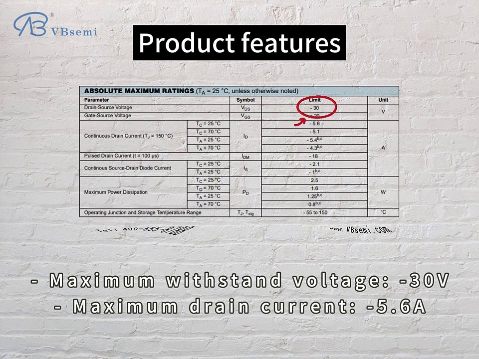 WTC2305-VB is a SOT23 package P-Channel field effect MOS tube