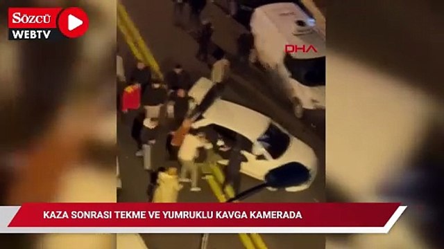 Keçiören'de kaza sonrası tekme ve yumruklu kavga kamerada
