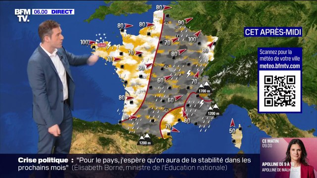 Des rafales jusqu'à 100 km/h et de la pluie attendues ce lundi dans l'Hexagone