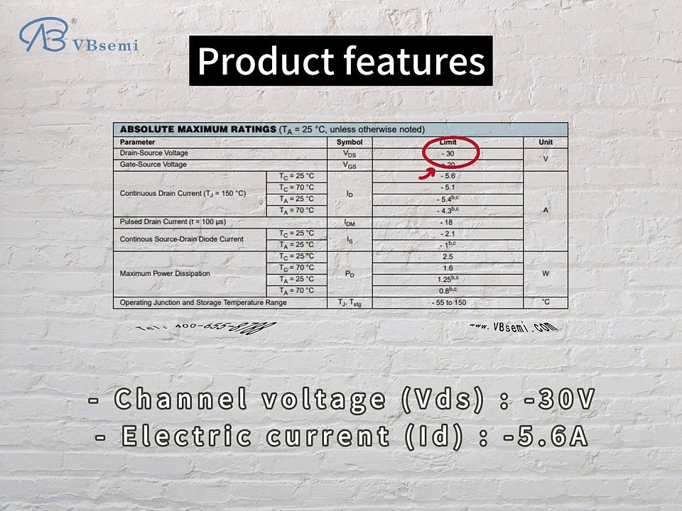 KDP-VB is a SOT23 package P-Channel field effect MOS tube