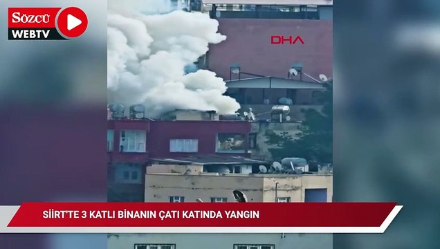 Siirt'te 3 katlı binanın çatı katında yangın