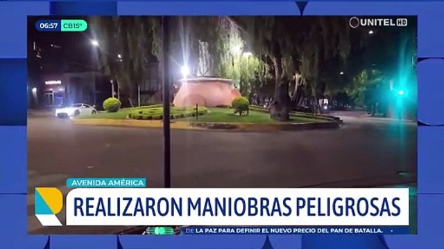Video: Vehículos realizan maniobras peligrosas en una rotonda de Cochabamba y en horas de la madrugada