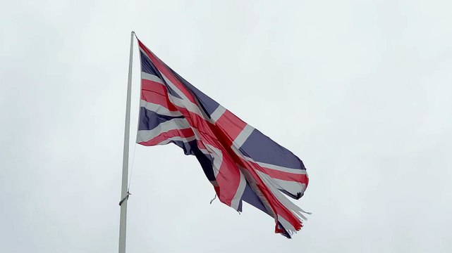 The Union Flag at Eastbourne Bandstand, East Sussex, has been damaged by high winds