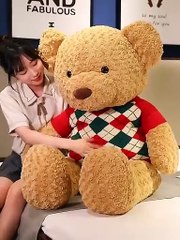 Custom big Size soft plush Giant Teddy Bear Cuddles with Personalized Red Heart T-shirt.