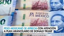 Peso mexicano se aprecia con atención a plan arancelario de Donald Trump