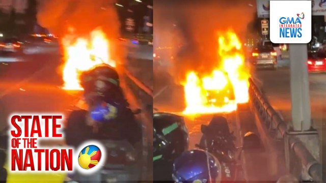 Kotse, nagliyab habang umaandar sa EDSA-Ortigas Flyover | SONA