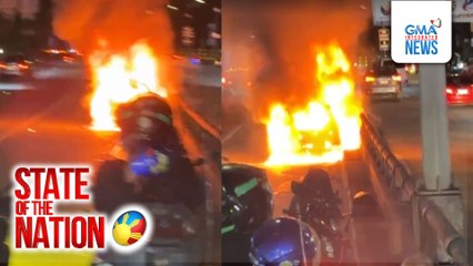 Kotse, nagliyab habang umaandar sa EDSA-Ortigas Flyover | SONA