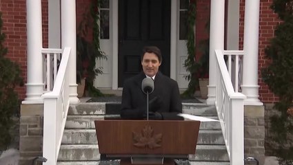 Justin Trudeau’s resignation speech blows away seconds before announcement