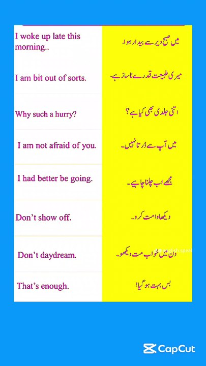 Easy english sentences