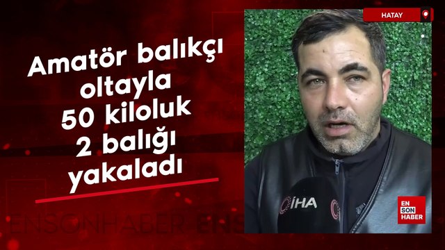 Hatay'da amatör balıkçı oltayla tek seferde 50 kiloluk 2 balığı yakaladı
