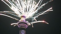 Sky Tower fireworks light up the night sky in an epic New Year celebration
