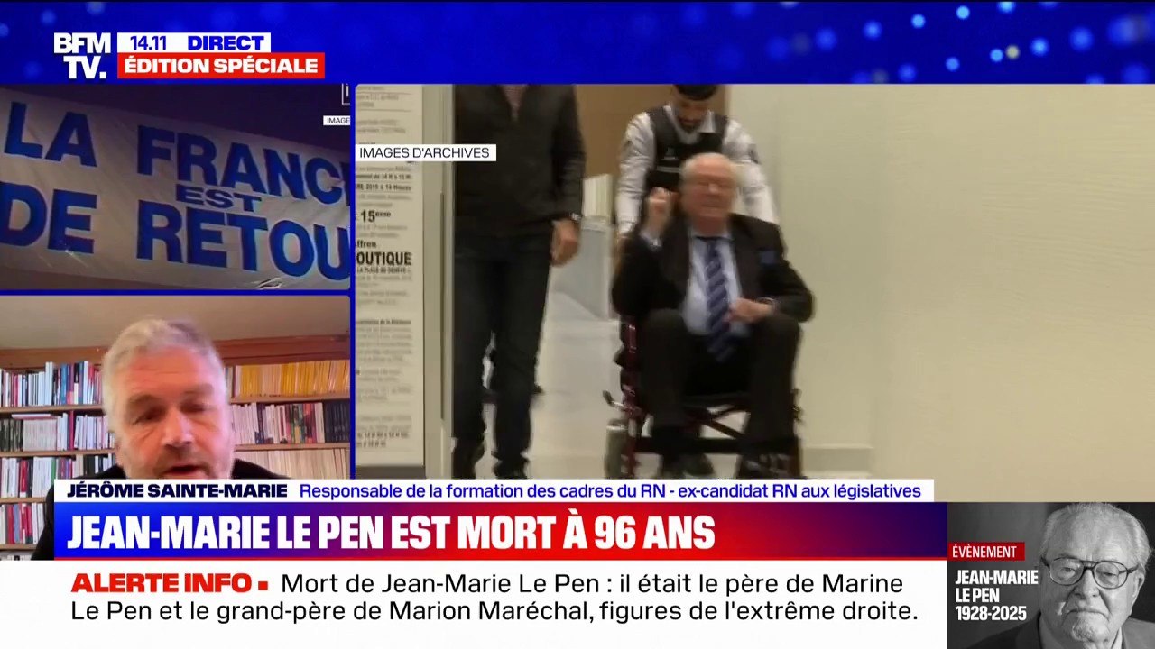 Mort de Jean-Marie Le Pen: "Il est considéré par des millions de Français comme un lanceur d'alertes", réagit Jérôme Sainte-Marie, membre du RN