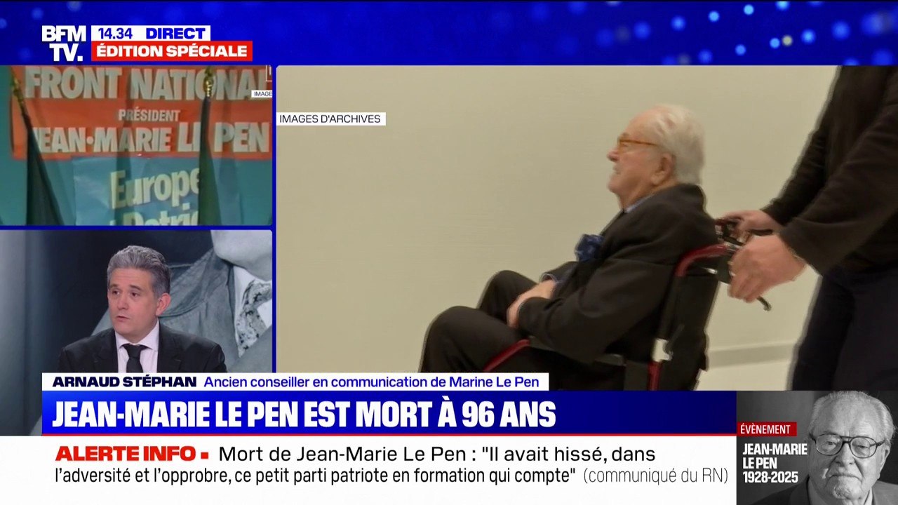 "Les funérailles de Jean-Marie Le Pen vont être dans la plus stricte intimité", explique (Arnaud Stéphan, ancien conseiller en communication de Marine Le Pen)