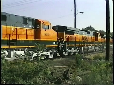New BNSF GE C44-9W locomotives being delivered to interchange. Erie, PA. 9-3-96. Time 10_05 am.