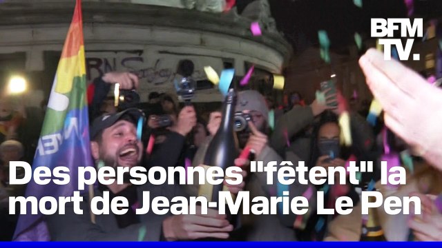 Des centaines de personnes réunies pour fêter la mort de Jean-Marie Le Pen place de la République à Paris