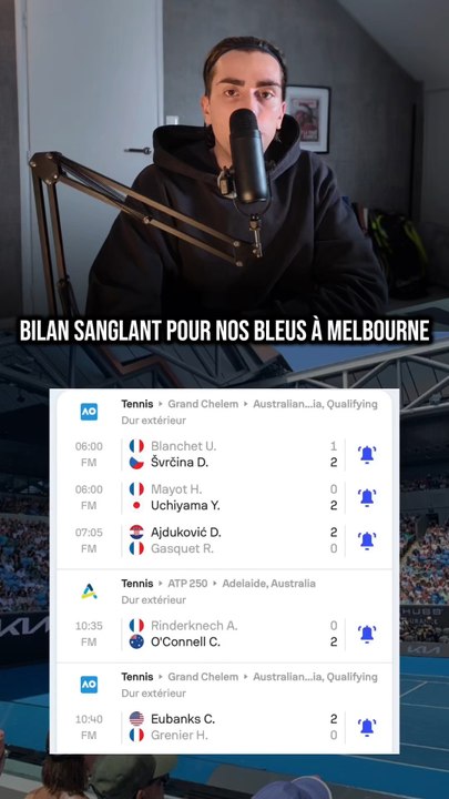 Bilan catastrophique pour nos bleus cette nuit lors des qualifications de l’Open d’Australie 🤯
