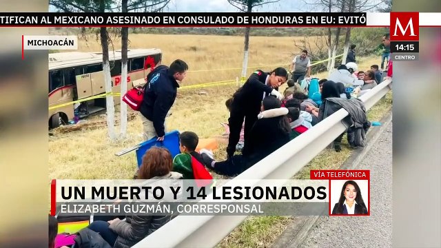 Vuelca autobús de pasajeros en Michoacán; reportan un muerto y al menos 14 lesionados