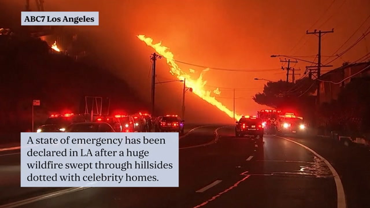 California wildfires: State of emergency declared in Los Angeles and 30,000 evacuated as huge blaze rips through celebrity neighbourhood