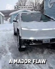 Tesla Cybertruck's Unique Headlights Hidden Under Heavy Snow ❄️