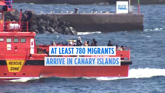 Hundreds of migrants arrive in Spain's Canary Islands continuing the record-breaking influx