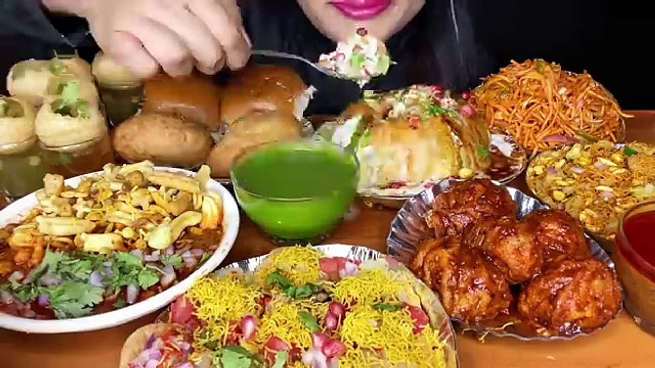 ASMR EATING STREET FOOD,PANIPURI,JHALMURI,SEVPURI,MISAL PAV,KACHORI,CHINESE BHEL,MOMO _FOOD VIDEOS_
