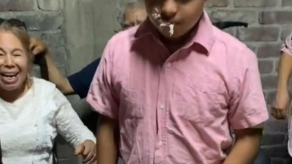 Birthday boy stands up for himself and gets revenge on cake-smasher
