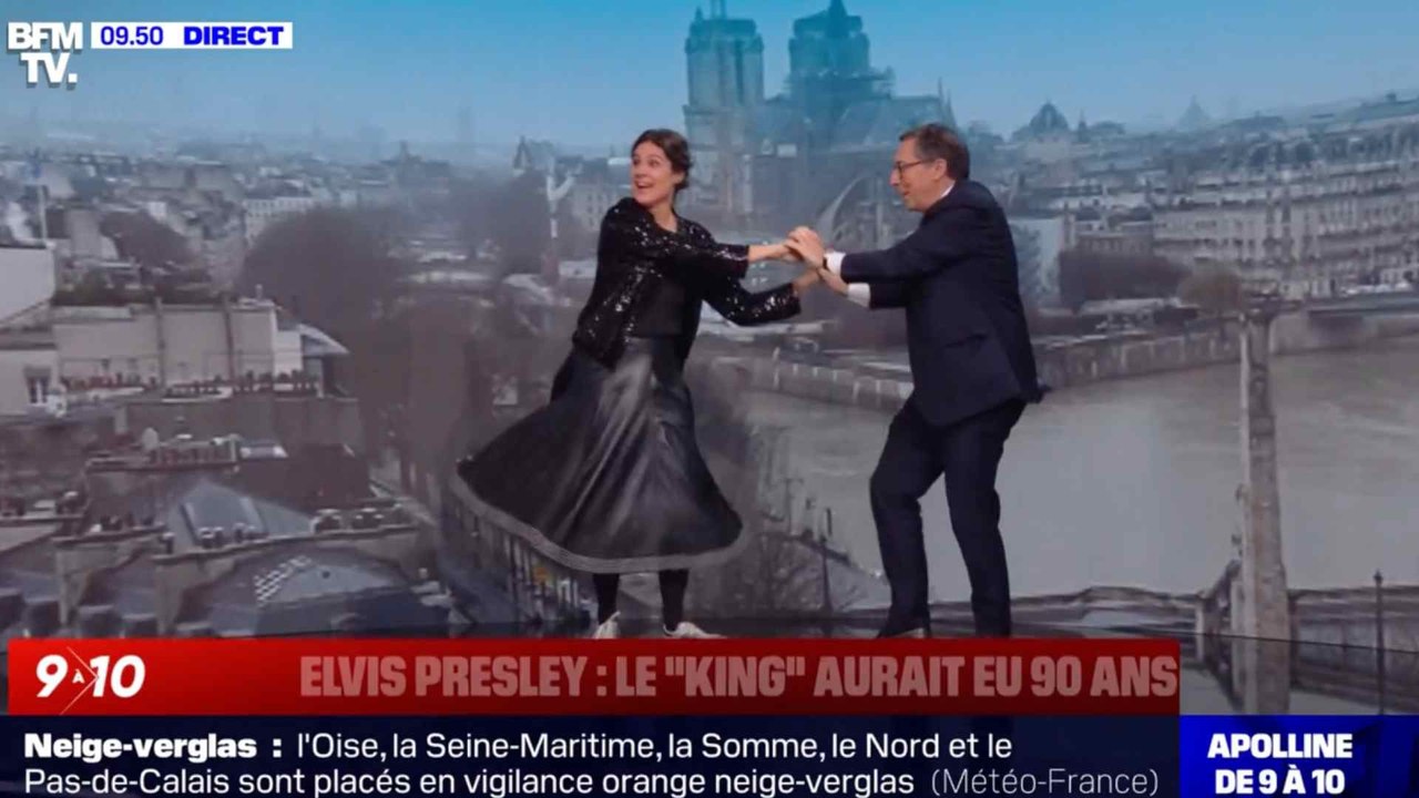 Apolline de Malherbe danse un rock en direct sur BFM TV