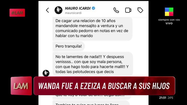 Filtran escandaloso chat de Mauro Icardi a Wanda Nara destrozando a Maxi López