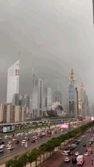 Beautiful weather Rainy day in UAE Dubai Sheikh  Ziad Road