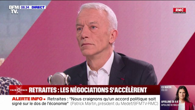 Retraites: Ce n'est pas le moment d'abroger la réforme, assure Patrick Martin, président du MEDEF