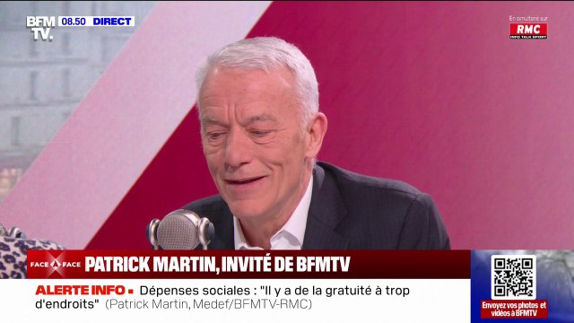 Contribution exceptionnelle sur les hauts revenus: On peut en parler', affirme Patrick Martin (Medef), si c'est temporaire, ciblé et accompagné de mesures plus structurelles sur la compétitivité