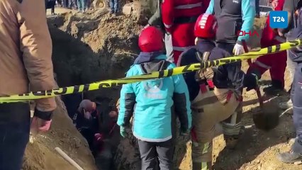 Ankara'da yeni yapılan bir binanın kanalizasyon bağlantısı inşaatında göçük; 1 ölü, 1 kayıp!