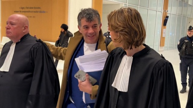 Stéphane Plaza arrive au tribunal pour son procès pour violences conjugales
