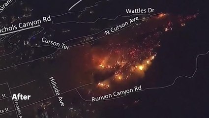 Before and after: Piles of ash line streets in videos showing extent of devastation caused by LA fires