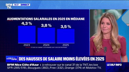Les salaires augmenteront en médiane de 3,5% en 2025, en baisse sur un an
